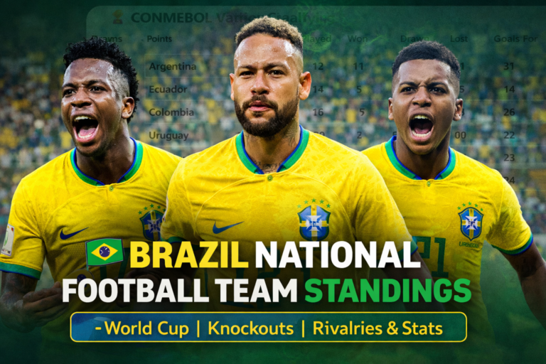 Brazil National Football Team Standings – World Cup Qualifying & CONMEBOL Table (2026) 
