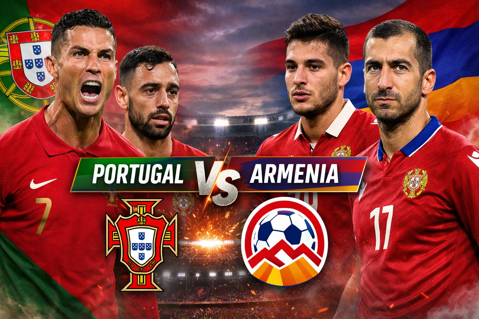Portugal national football team vs Armenia national football team lineups