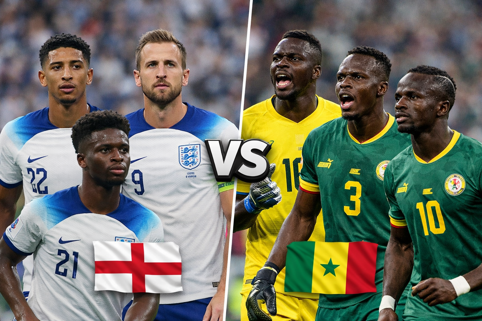 England national football team vs Senegal national football team Lineups