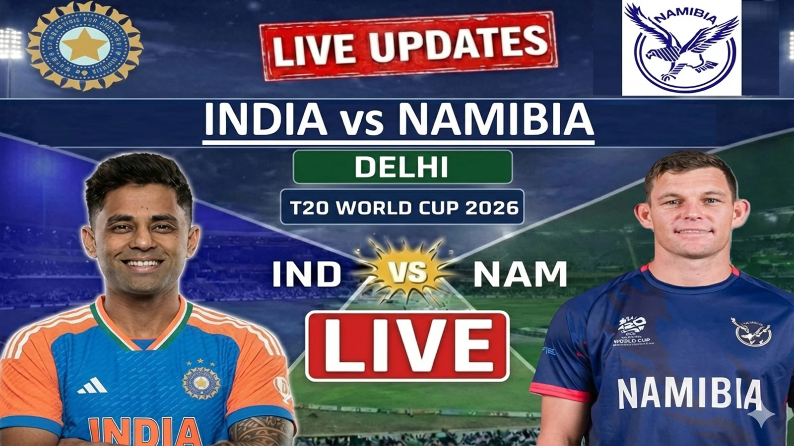 India vs Namibia Live Cricket Score